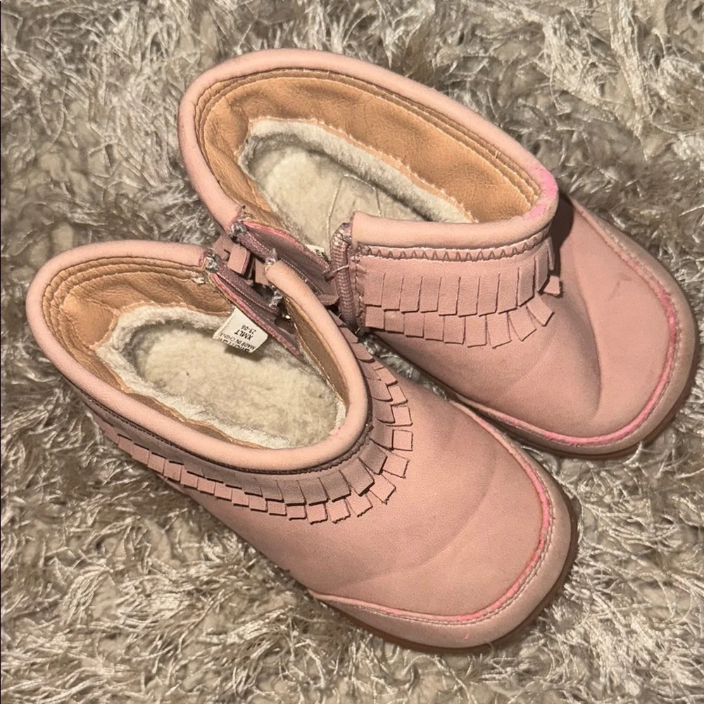 Pink Fringe Toddler Ankle Boots
